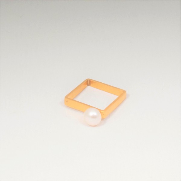 Δαχτυλίδι τετράγωνο μινιμαλιστικό με μαργαριτάρι, Sderi-1